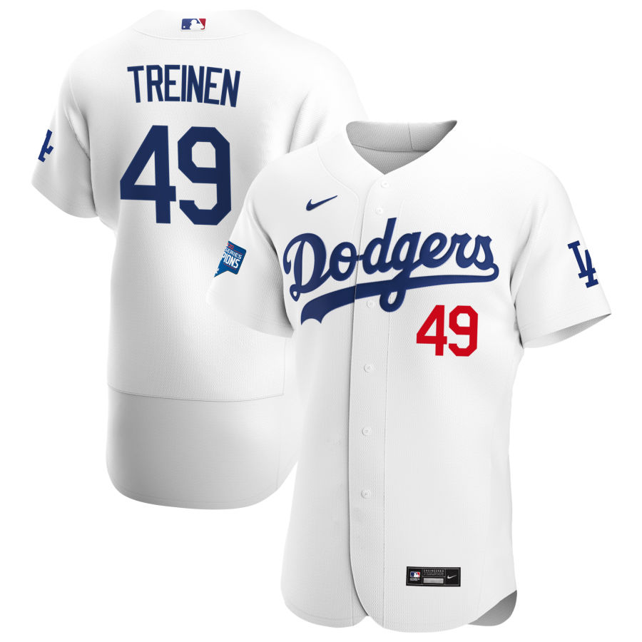 Los Angeles Dodgers #49 Blake Treinen Men Nike White Home 2020 World Series Champions Authentic Player MLB Jersey->los angeles dodgers->MLB Jersey